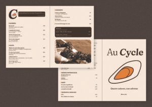 Mockup menu été Au Cycle, carte saisonnière restaurant